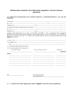 Minor Anagrafic and Civil Status Declaration