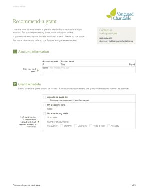 Vanguard Charitable Grant Recommendation Form