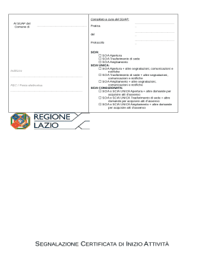 Italian Commercial Activity SCIA Form