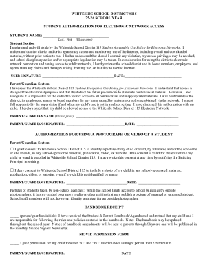 Whiteside School District Student Authorization