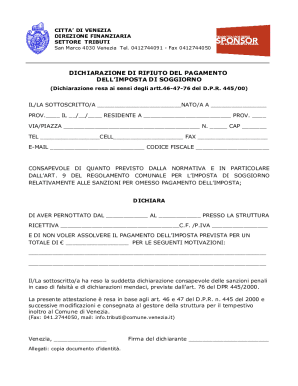 Venice Tourist Tax Refusal Declaration