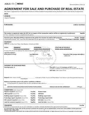 New Zealand Real Estate Sale and Purchase Agreement