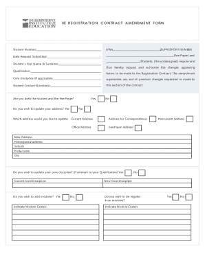 IIE Registration Contract Amendment Form