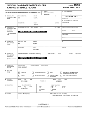 Texas Judicial Candidate Finance Report