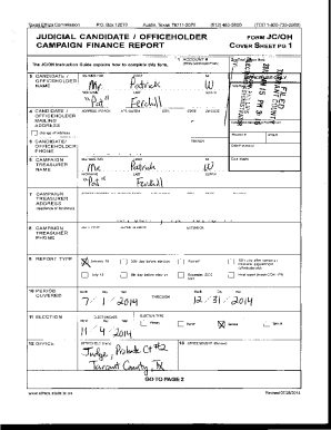 Texas Judicial Candidate Officeholder Form JC/OH