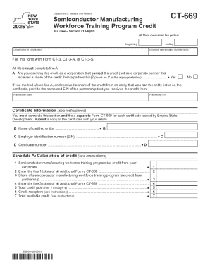 New York Semiconductor Manufacturing CT-669 Form