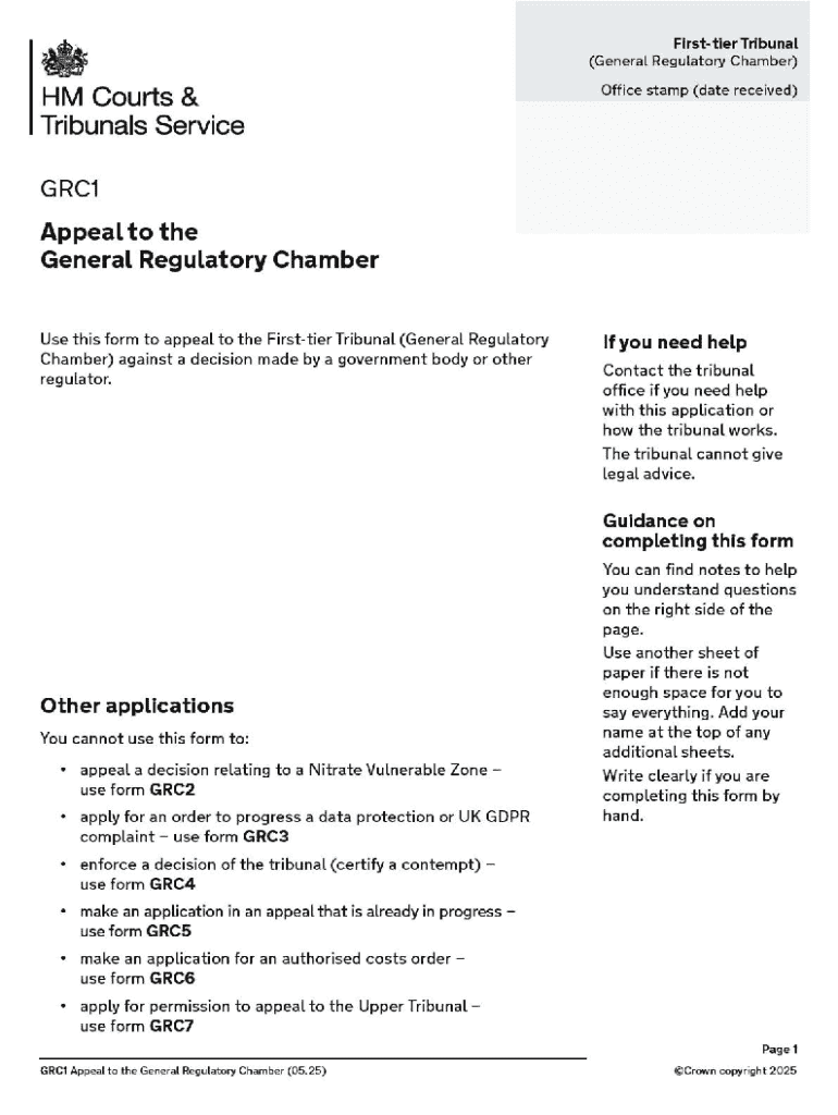 GRC1 Appeal to the General Regulatory Chamber Preview on Page 1
