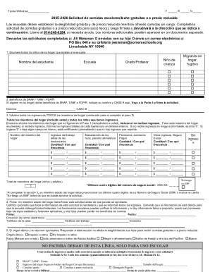 2025-2026 School Meals Application
