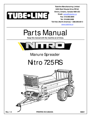 Tubeline Nitro 725RS Parts Manual