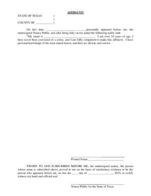 Texas Affidavit Form