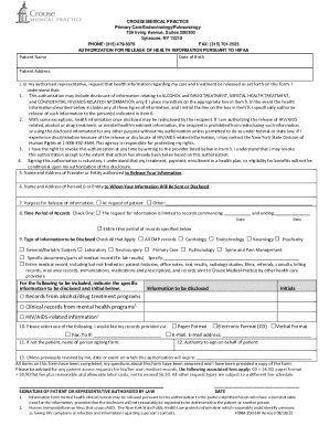 HIPAA Authorization for Release of Health Information