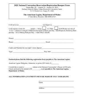 2025 National Convention Reservation Form