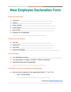 New Employee Declaration Form