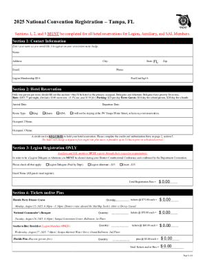 American Legion Florida National Convention Registration Form