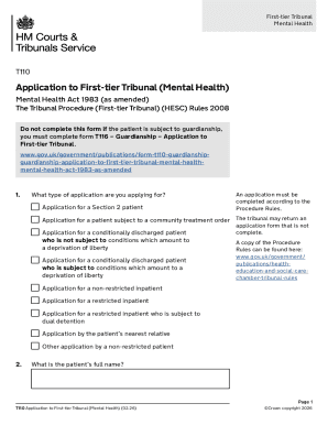 T110 Application to First-tier Tribunal (Mental Health)