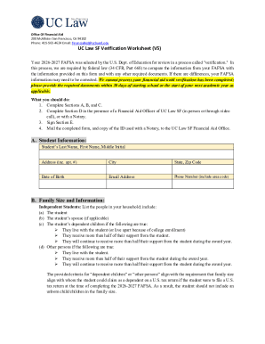 UC Law SF Verification Worksheet