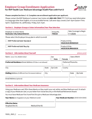Employer Group Enrollment Application for MVP Medicare Advantage Health Plans