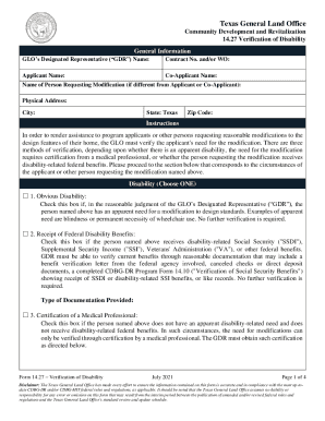 Texas Disability Verification Form