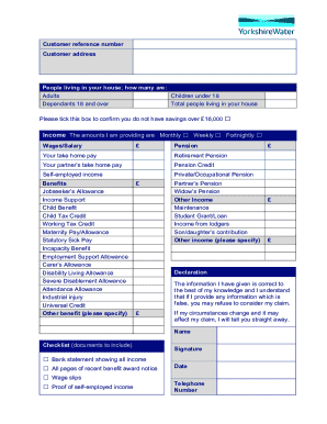 WaterSupport Application Form