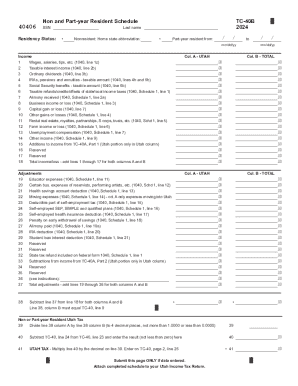 TC-40B Non and Part-year Resident Schedule