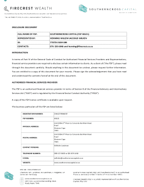 Financial Services Provider Disclosure Document