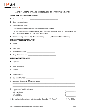 Auto Physical Damage & Motor Truck Cargo Application