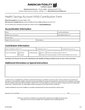 Health Savings Account Contribution Form