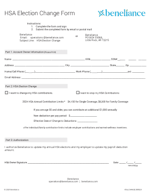 HSA Election Change Form