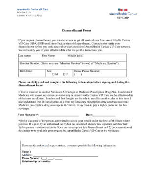 AmeriHealth Caritas VIP Care Disenrollment Form