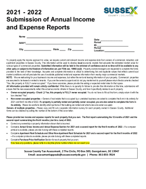 Sussex County Income and Expense Report