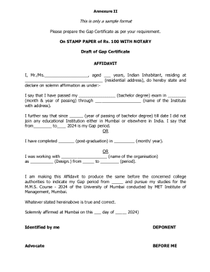 Gap Certificate Affidavit