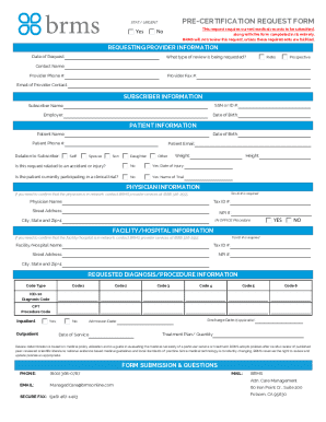 Pre-Certification Request Form