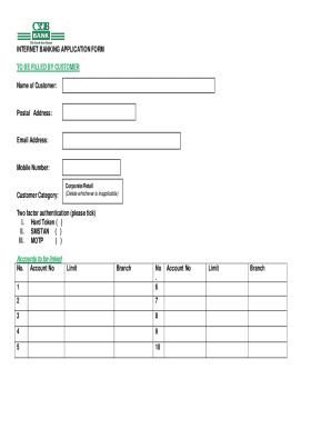 Internet Banking Application Form