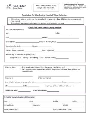 HLA Testing Requisition Form