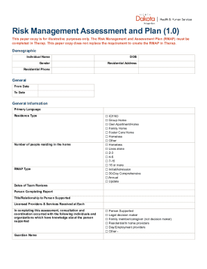 Risk Management Assessment Plan Template