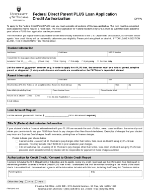 Federal Direct Parent PLUS Loan Application