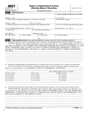 Form 8937 Report of Organizational Actions