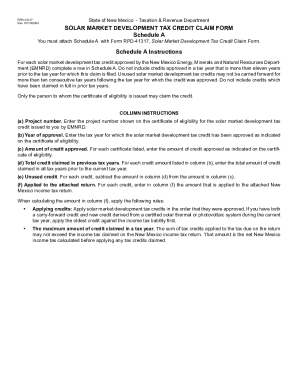 New Mexico Solar Market Development Tax Credit Claim Form
