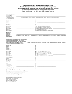 Authorization for Child Travel Without Parents