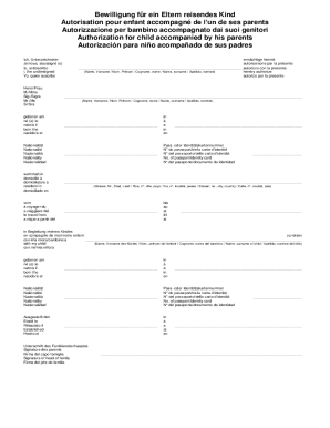 Authorization for Child Accompanied by Parents