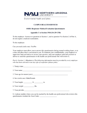 OSHA Respirator Medical Evaluation Questionnaire
