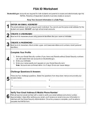FSA ID Worksheet
