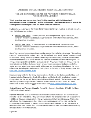 UMass Boston Meal Plan Contract