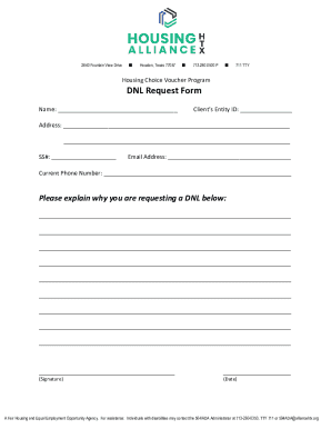 Housing Choice Voucher DNL Request Form