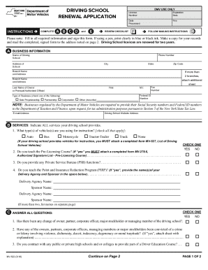 New York Driving School License Renewal Application