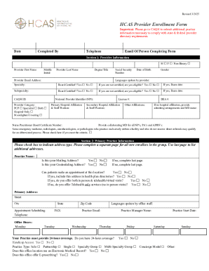 HCAS Provider Enrollment Form