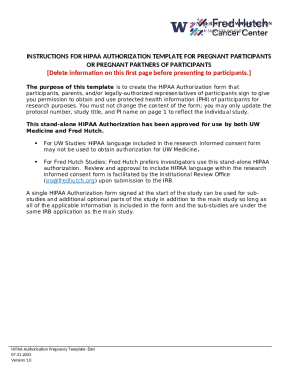 HIPAA Authorization Form for Pregnant Participants