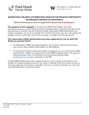 HIPAA Authorization Form for Pregnant Participants