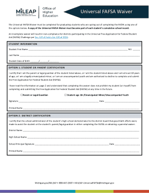 Universal FAFSA Waiver