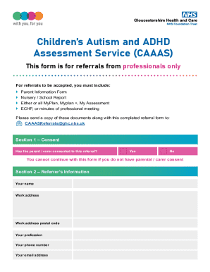 Child Autism and ADHD Referral Form